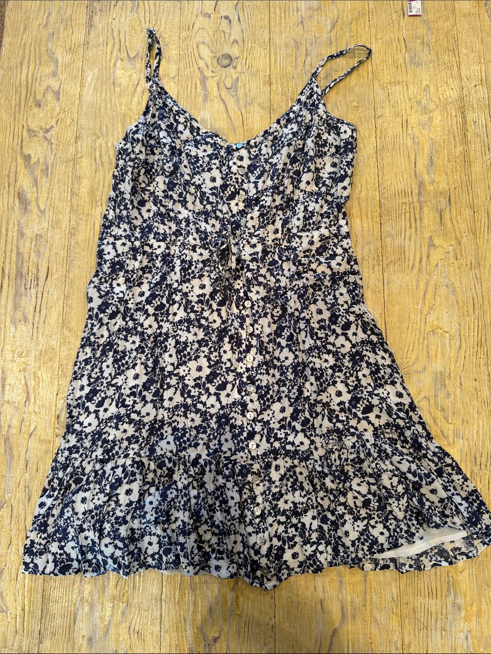 Rails Navy and White Floral Button-Front Slip Dress